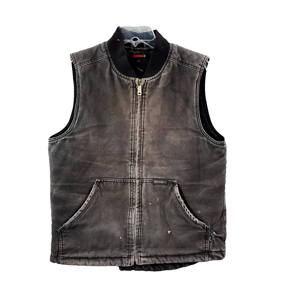 Wolverine Workwear Vest Mens Medium Brown Duck Canvas Insulated Gorpcore Camping